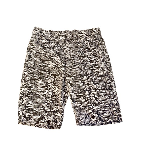 Premise Studio Pants - Premise Studio Black White Geometric Grid Pull On Shorts Womens Large Stretch